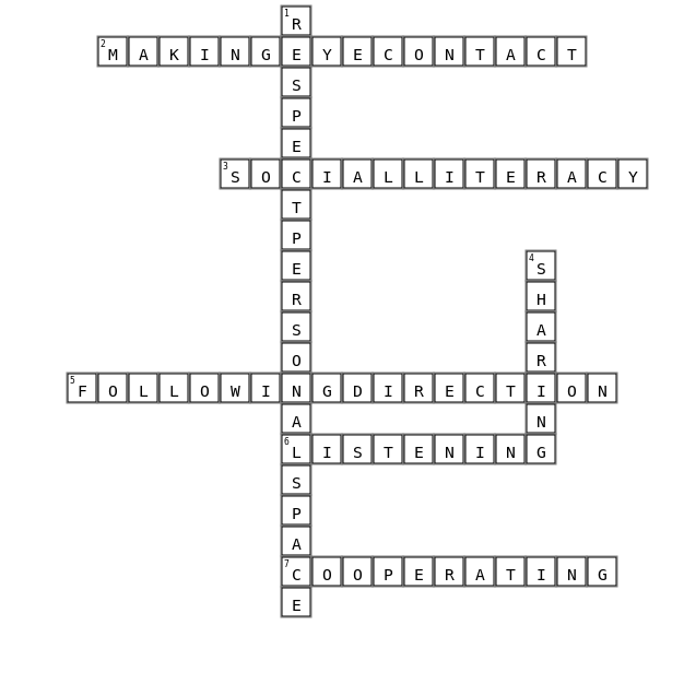 Social literacy Crossword Key Image