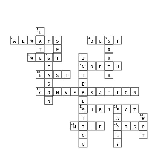 53puzzle Crossword Key Image
