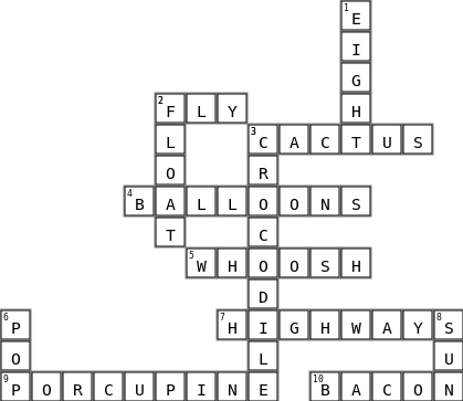 Eight Balloons Crossword Key Image