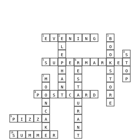 123 Crossword Key Image