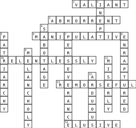 Vocabulary Crossword Crossword Key Image