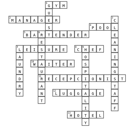 HOTEL INFO Crossword Key Image