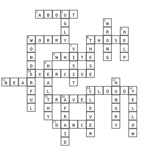 Week 2 review Crossword Key Image