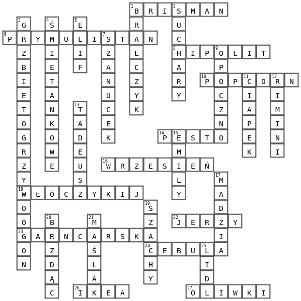 1 Crossword Key Image