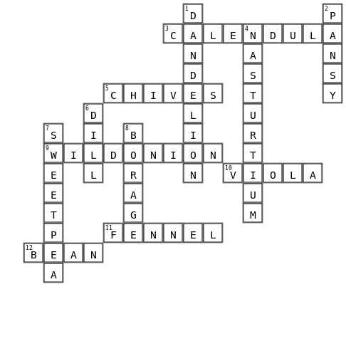 Edible Flowers Crossword Key Image