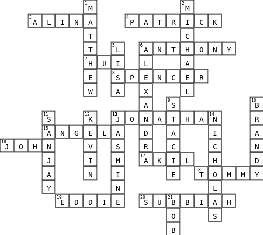 Get to know your coworker Crossword Key Image