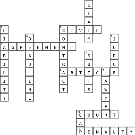Legal Puzzle Crossword Key Image