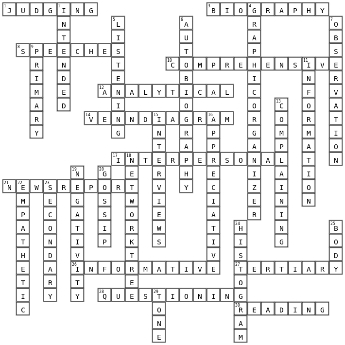 Across Words Crossword Key Image