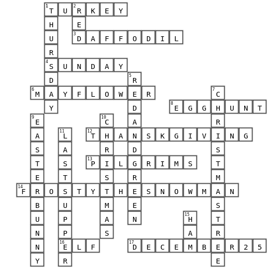 Holiday Lesson Crossword Key Image