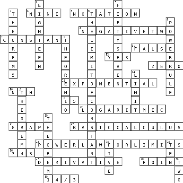 basic calculus  Crossword Key Image