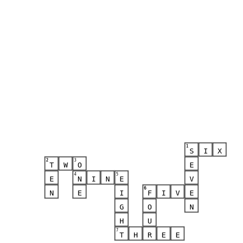 1-10 Crossword Key Image