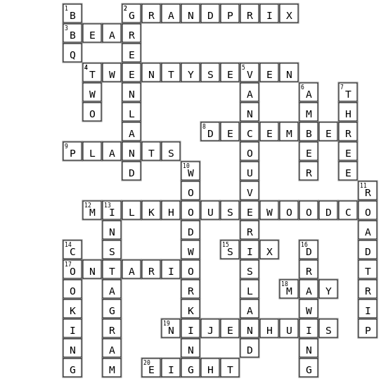 Laura & Ben's Wedding Crossword Key Image