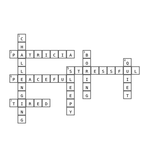 Week 8 Action: Crossword Puzzle Crossword Key Image