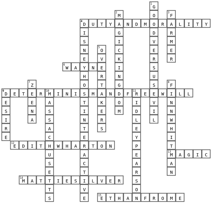 Complement to the Classics Activity  Crossword Key Image