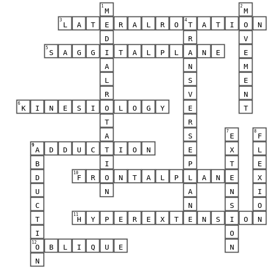 Body Movements Crossword Key Image
