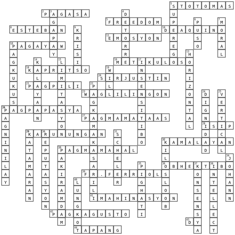 ESP HELP Crossword Key Image