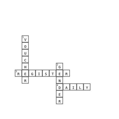 Test daily register Crossword Key Image