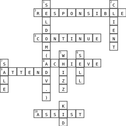 Unit 2 reading Crossword Key Image