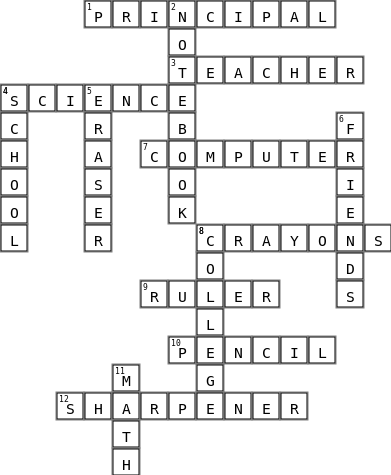 Back to School Puzzle Crossword Key Image