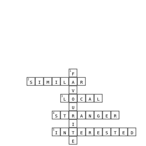 Unit 1-B Crossword Key Image