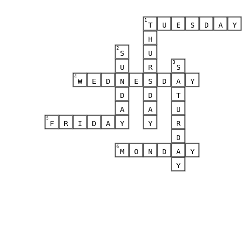 Different days Crossword Key Image