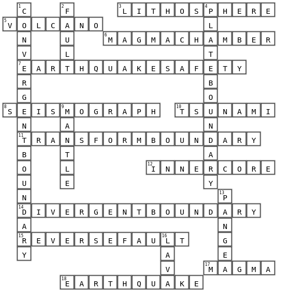 Science Crossword Crossword Key Image