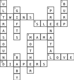 Babyshower Puzzle Crossword Key Image
