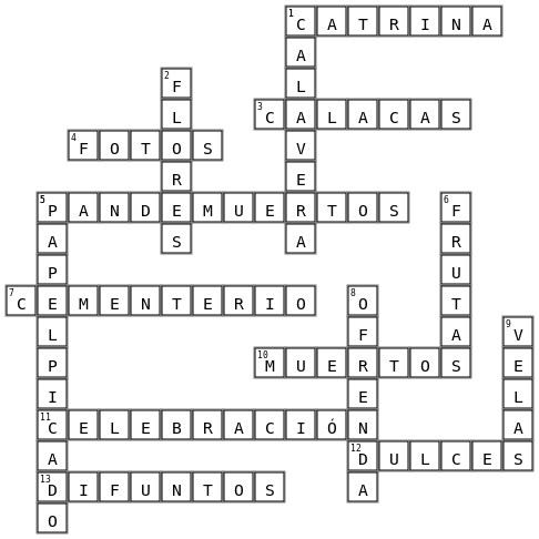 Día de los muertos Crossword Key Image