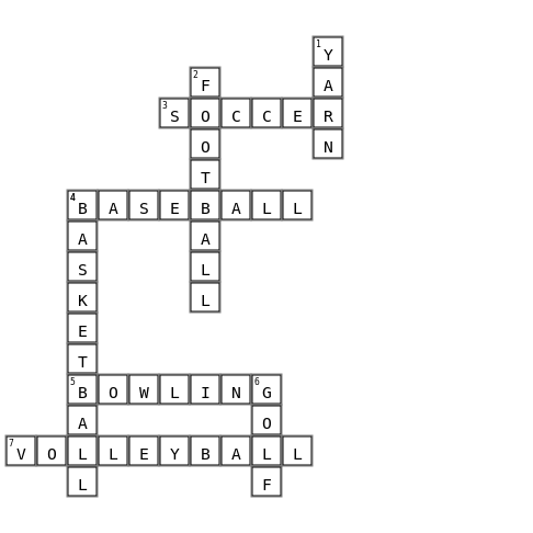 BALL GAMES Crossword Key Image