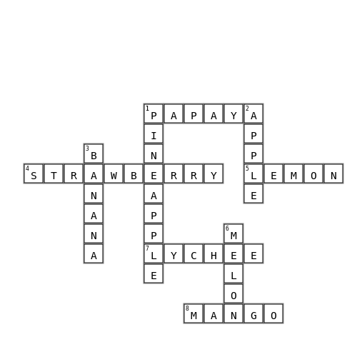 FRUITS Crossword Key Image
