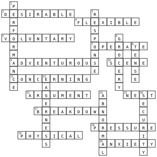 B1U2 Vocabulary Crossword Key Image