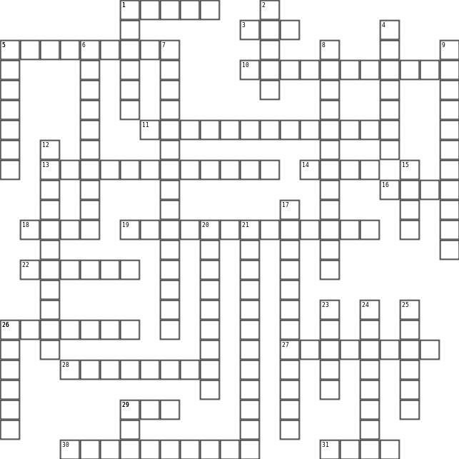 General Knowledge Crossword Grid Image