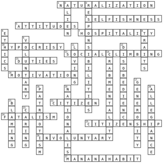 CFLM - FINAL EXAMINATION - YECLA Crossword Key Image