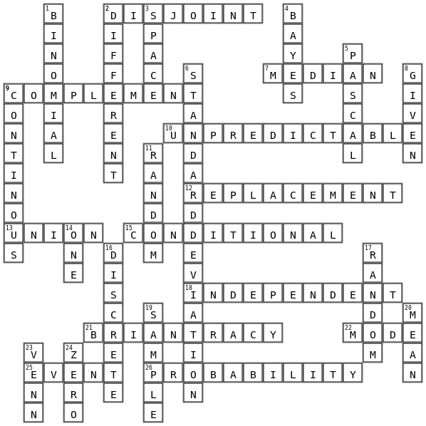 stats and prob  Crossword Key Image