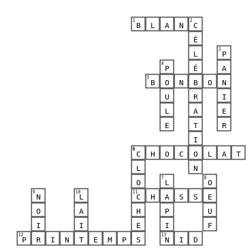 Pâques Crossword Key Image