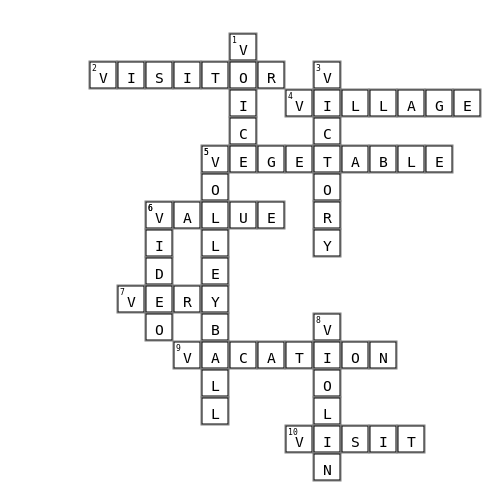 V words Crossword Key Image