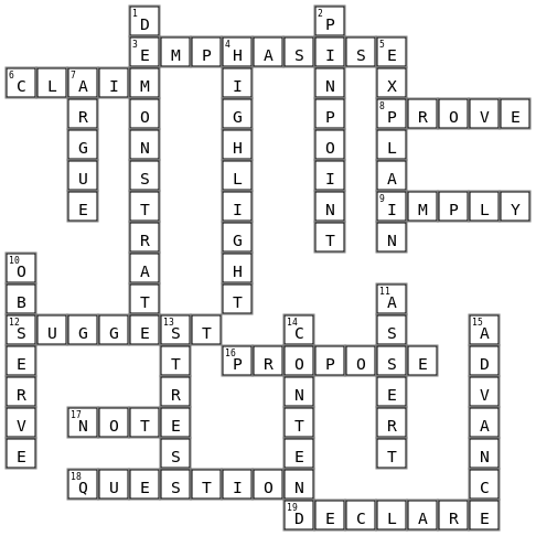 Quiz Crossword Key Image