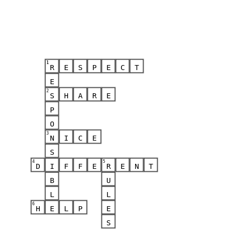 Teaching 1st Graders Crossword Key Image