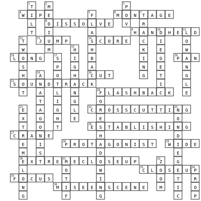 Film Techniques Crossword Crossword Key Image