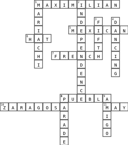 Cinco de mayo puzzle Crossword Key Image
