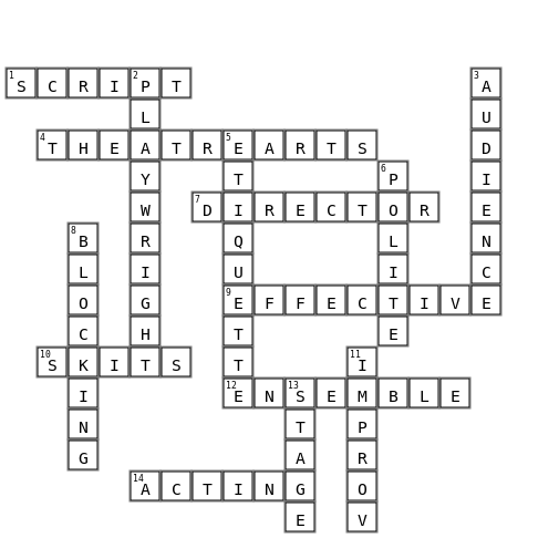 Theatre Crossword Crossword Key Image