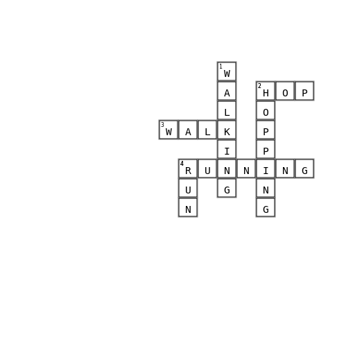 Find the action verbs Crossword Key Image