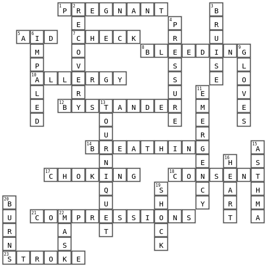 First Aid Crossword Key Image