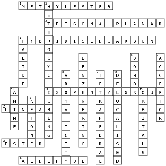 Functional Groups & Hybridisation CROSSWORD PUZZLE Crossword Key Image