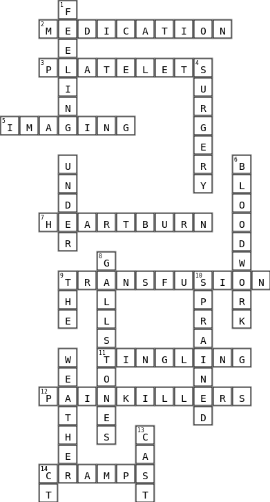 MEDICAL ACTIVITY - CROSSWORD Crossword Key Image