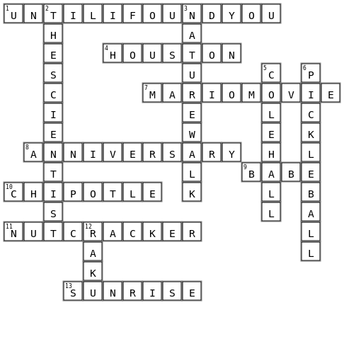 Our Two-Year Anniversary Crossword Key Image