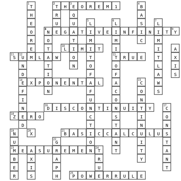 BasicCalculus Crossword Key Image