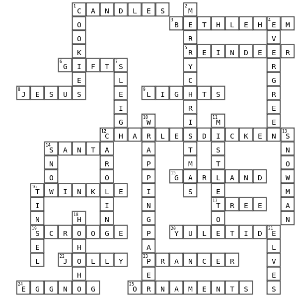 Christmas Crossword Key Image