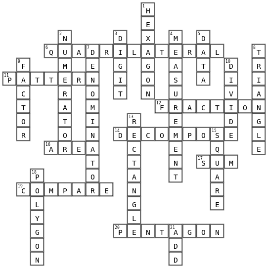 Math Vocabulary Review  Crossword Key Image