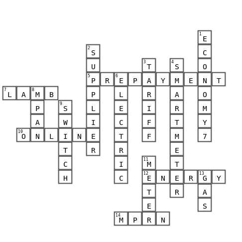 1StopMoney puzzle Crossword Key Image
